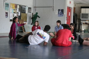 Jessica Cerullo works with students at Mt. Greulock High School.