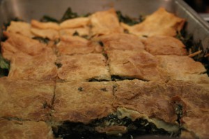 Lunch at Driscoll included spanakopita made with Nitty Gritty Grain Company Vermont-grown flour, Equinox Farm spinach, and Maplebrook Feta.