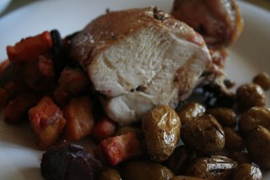 Dinner at Whitman's included Misty Knoll chicken from Vermont and fingerling potatoes from Peace Valley Farm.