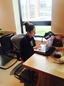 Emily O'Brien works on managing the facebook and twitter sites.