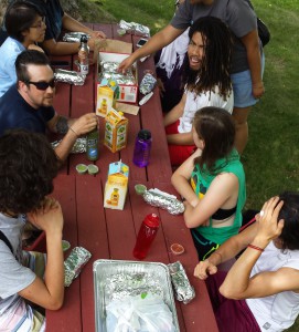 justin leading a lunch conversation