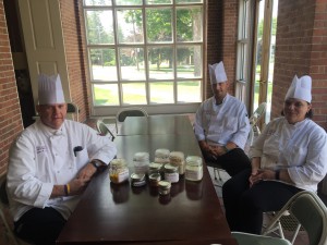 (Drying Herbs) (left to right) James Guiden, James Godfrey and Charlotte Clark with their dried products