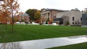 Looking west towards Chapin Hall and Bernhard from the middle of the new quad