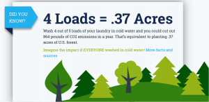 Washing 4 loads of laundry in cold water is equivalent to planting .37 acres of U.S. Forest