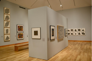 Center wall of art gallery