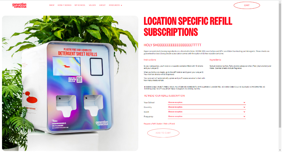 Screenshot of GenCo's website showing the sign up page to receive detergent sheets
