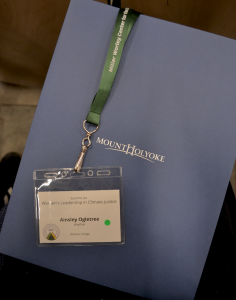 Blue folder with name tag