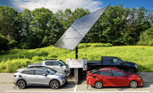 Photo of a Solaflect charging station with four vehicles